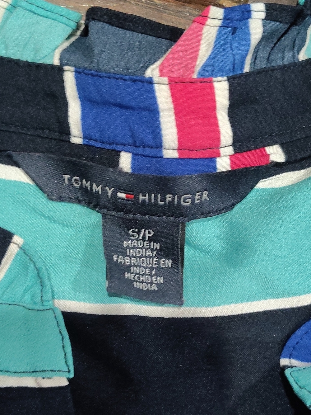 Tommy Hilfiger Navy, Teal & Pink Striped Blouse - Picture 6 of 10